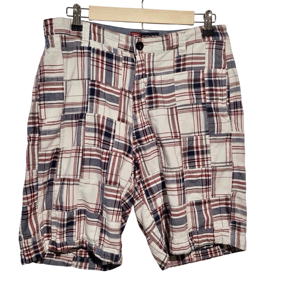 Chaps Red, White, Blue Casual Bermuda Mens Shorts Logo Size 32 100% Cotton